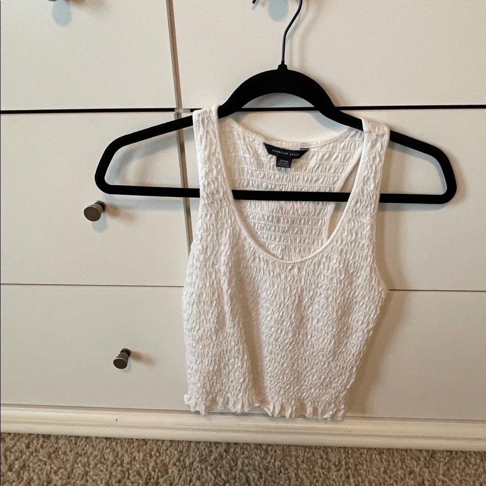 WHITE AMERICAN EAGLE RIPPED TOP